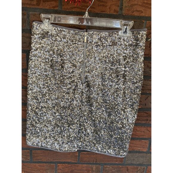 Cache Silver Sequin Skirt Size 4 Straight Pencil Party Lined Back Zipper NWT - Picture 6 of 12
